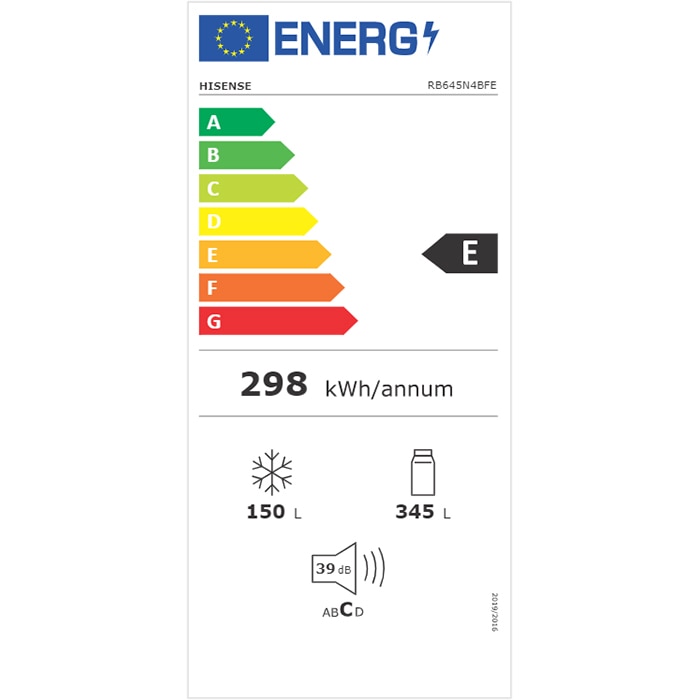 Combina frigorifica HISENSE RB645N4BFE, No Frost, 495 l, H 200 cm, Clasa E, negru