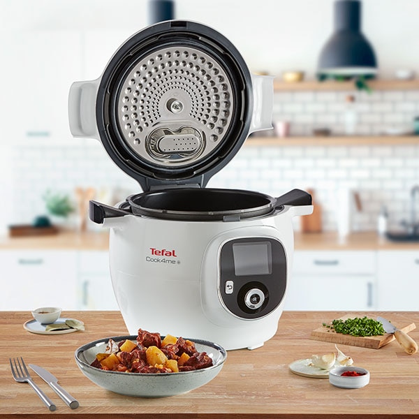 Multicooker TEFAL Cook4Me+ CY851130, 6l, 1600W, 6 programe, aplicatie 150 retete, alb-gri