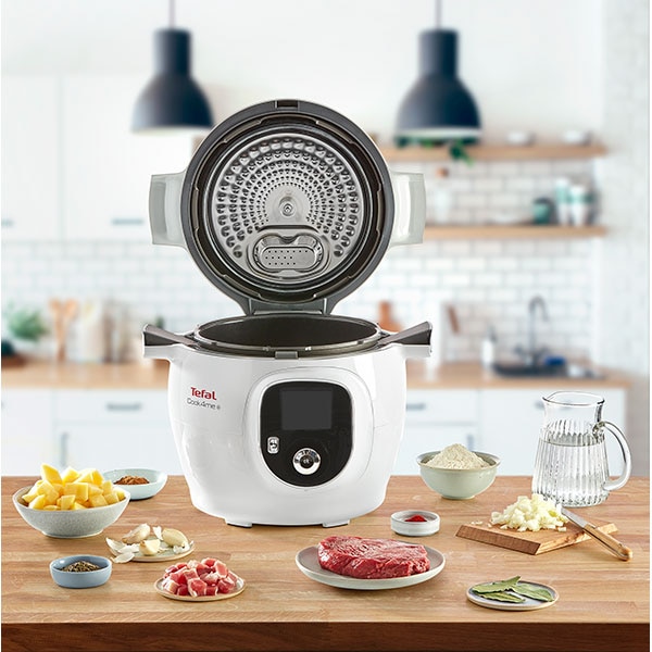 Multicooker TEFAL Cook4Me+ CY851130, 6l, 1600W, 6 programe, aplicatie 150 retete, alb-gri