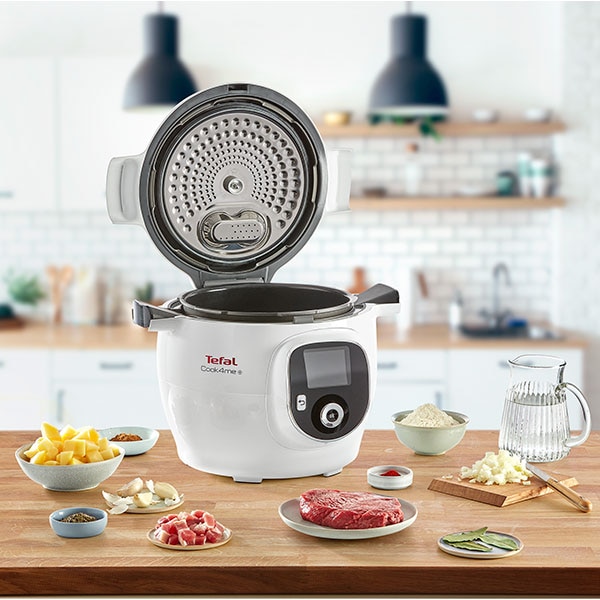 Multicooker TEFAL Cook4Me+ CY851130, 6l, 1600W, 6 programe, aplicatie 150 retete, alb-gri