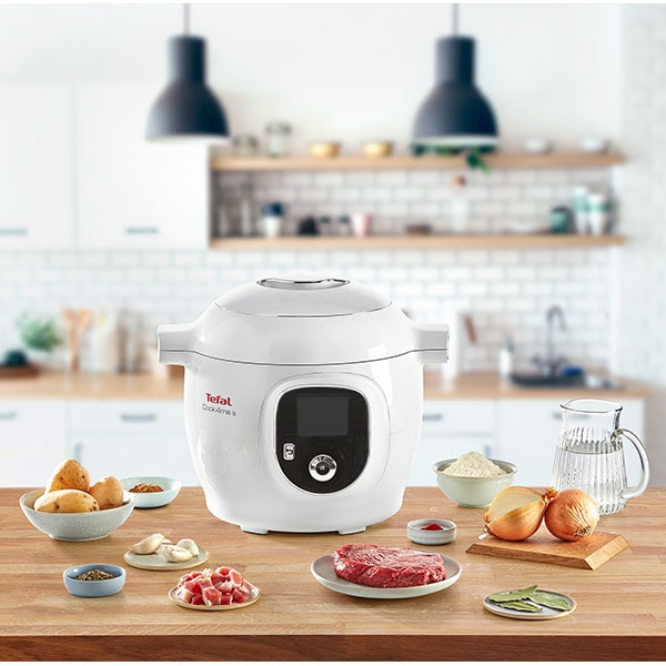 Multicooker TEFAL Cook4Me+ CY851130, 6l, 1600W, 6 programe, aplicatie 150 retete, alb-gri
