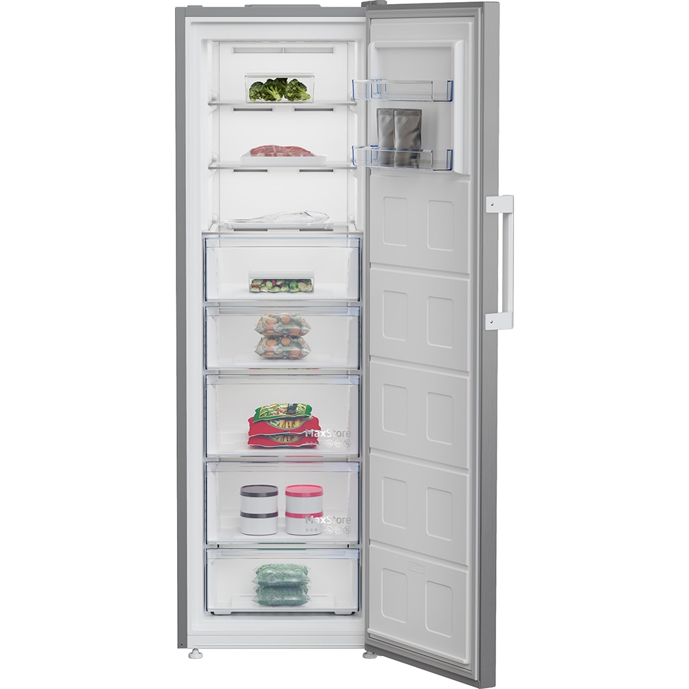 Congelator BEKO B5RFNE314XB, No Frost, 286 l, H 186.5 cm, Clasa E, argintiu
