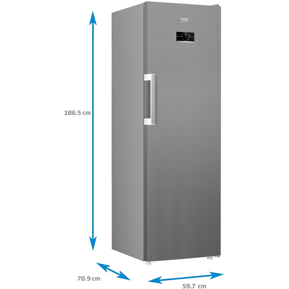 Congelator BEKO B5RFNE314XB, No Frost, 286 l, H 186.5 cm, Clasa E, argintiu