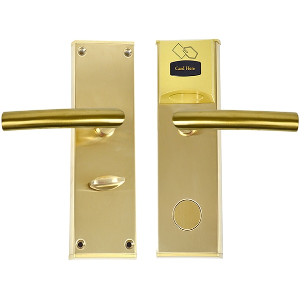 Yala control acces hotelier PNI CH2000R, cu cititor de card, deschidere dreapta, auriu