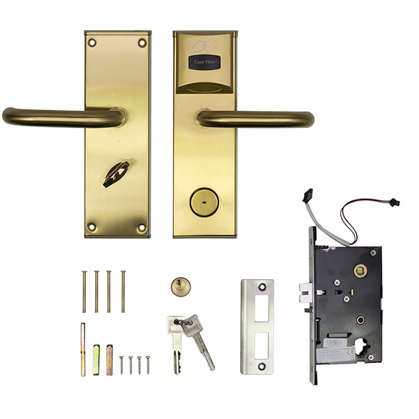 Yala control acces hotelier PNI CH2000R, cu cititor de card, deschidere dreapta, auriu