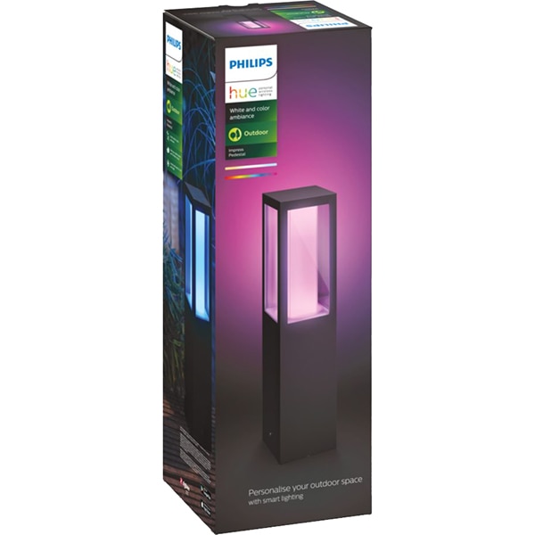 Stalp iluminat smart PHILIPS Hue 8718696170502, 2x8W, 1200lm, IP44, RGB, negru