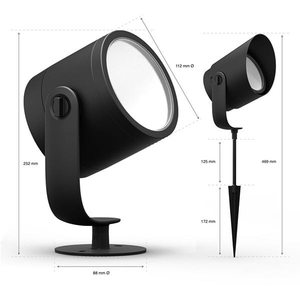 Extensie Spot LED smart PHILIPS Hue 8718696174364, 15W, 1050lm, IP65, RGB, negru