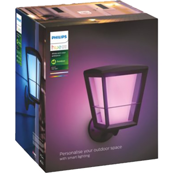 Aplica LED smart PHILIPS Hue 8718696170571, 15W, 1150lm, IP44, RGB, negru