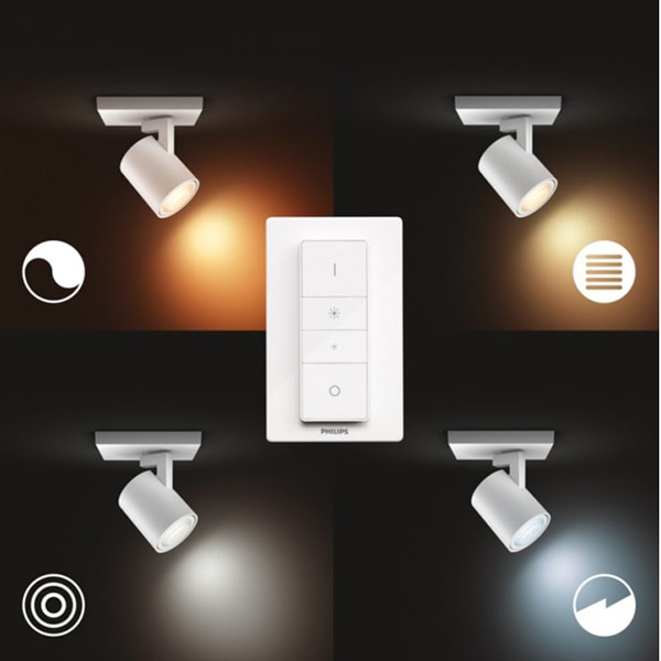 Spot LED smart PHILIPS Hue 8718696175347, 5W, 350lm, IP20, lumina variabila, alb