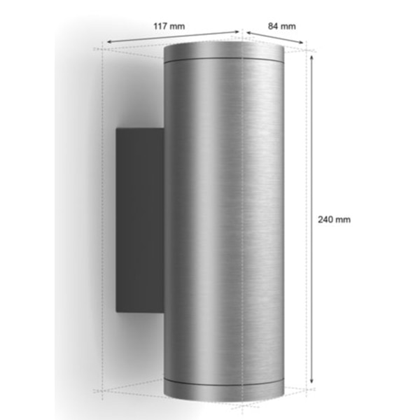 Aplica LED smart PHILIPS Hue 8718696176207, 2x8W, 1200lm, IP44, RGB, inox