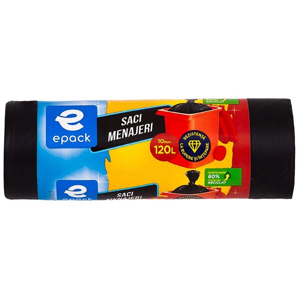 Saci menajeri EPACK 000800, 10 bucati, 120 l, negru