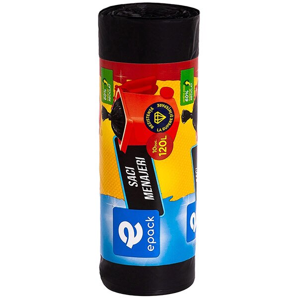 Saci menajeri EPACK 000800, 10 bucati, 120 l, negru