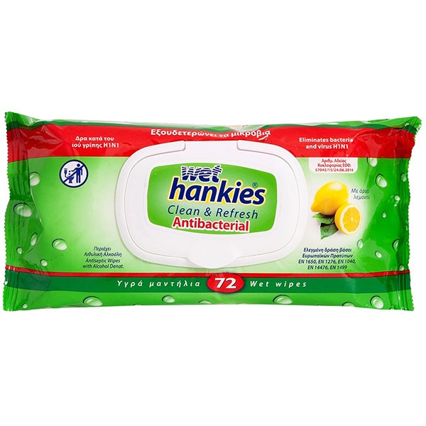 Servetele umede antibacteriene WET HANKIES Lamaie, 72 bucati