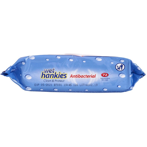 Servetele umede antibacteriene WET HANKIES Clean & Protect, 72 bucati