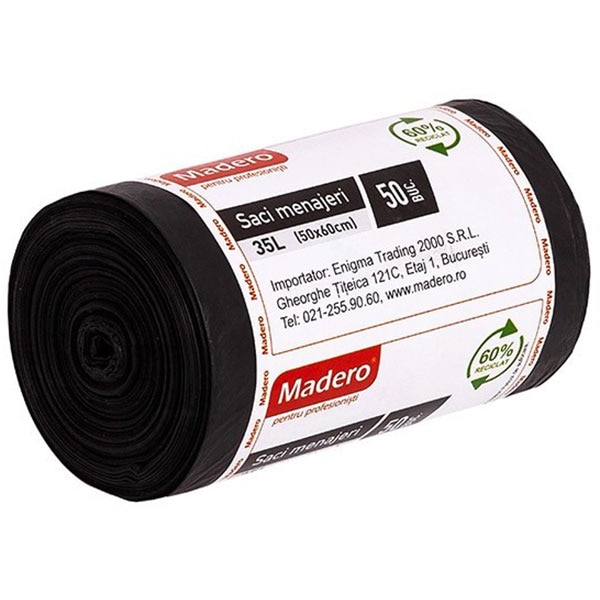 Saci menajeri MADERO 016153, 50 bucati, 35 l, negru