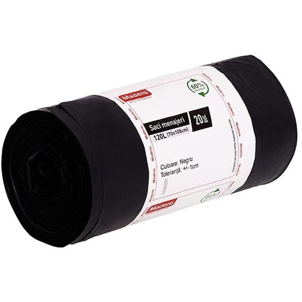 Saci menajeri MADERO 016597, 20 bucati, 120 l, negru