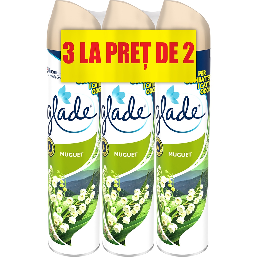 Pachet odorizant de camera GLADE Spray Lacramioare, 3x300 ml
