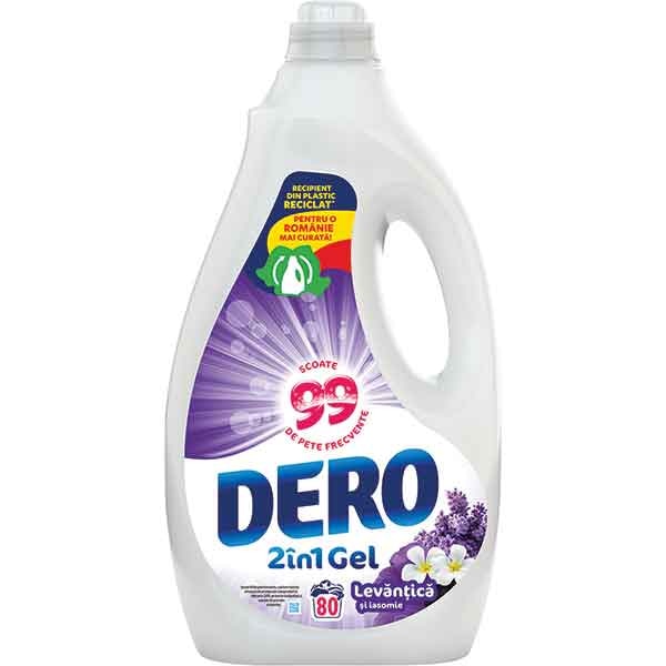 Detergent lichid DERO 2in1, Levantica si iasomie, 4 l, 80 spalari