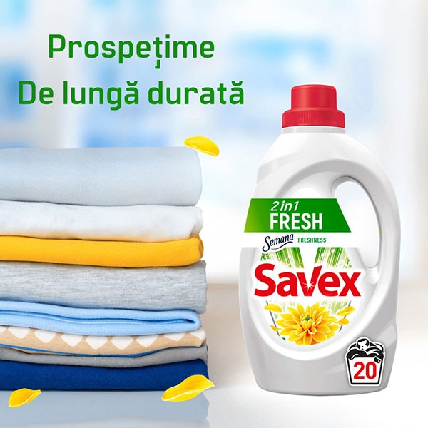 Detergent lichid SAVEX 2in1 Fresh, 4.4 l, 80 spalari