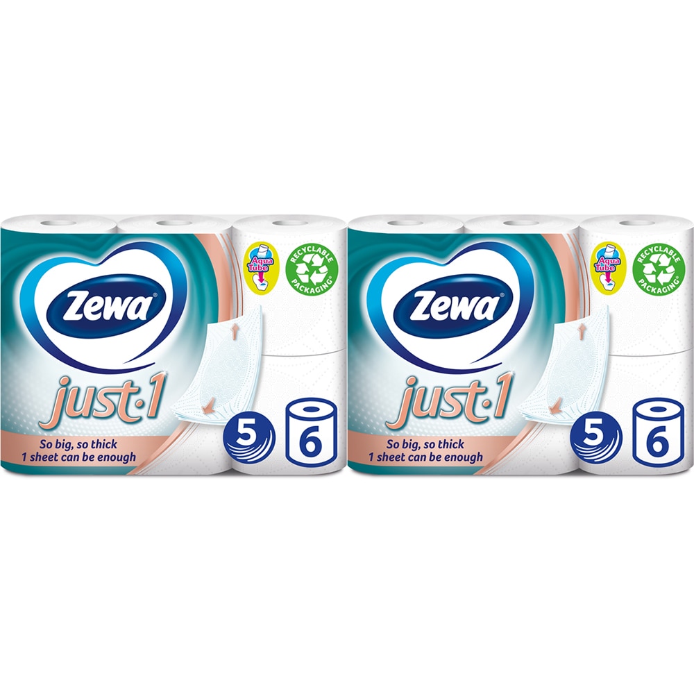 Pachet hartie igienica ZEWA Just 1, 5 straturi, 2 x 6 role