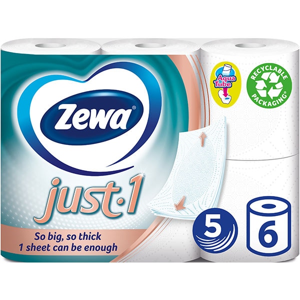 Hartie igienica ZEWA Just-1, 5 straturi, 6 role
