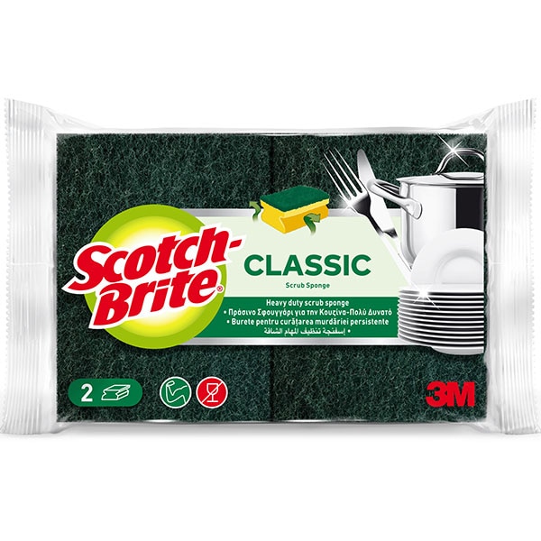 Burete de vase cu protectie unghii SCOTCH-BRITE MMBU1900, 2 bucati