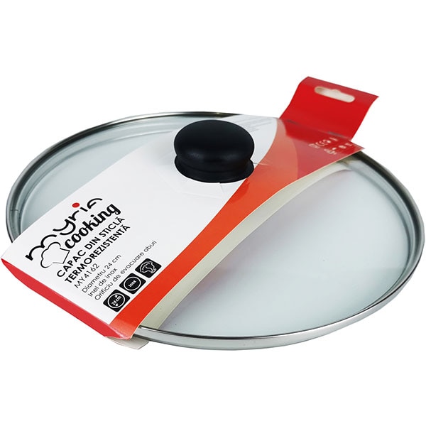 Capac MYRIA MY4162, 24cm, sticla, transparent