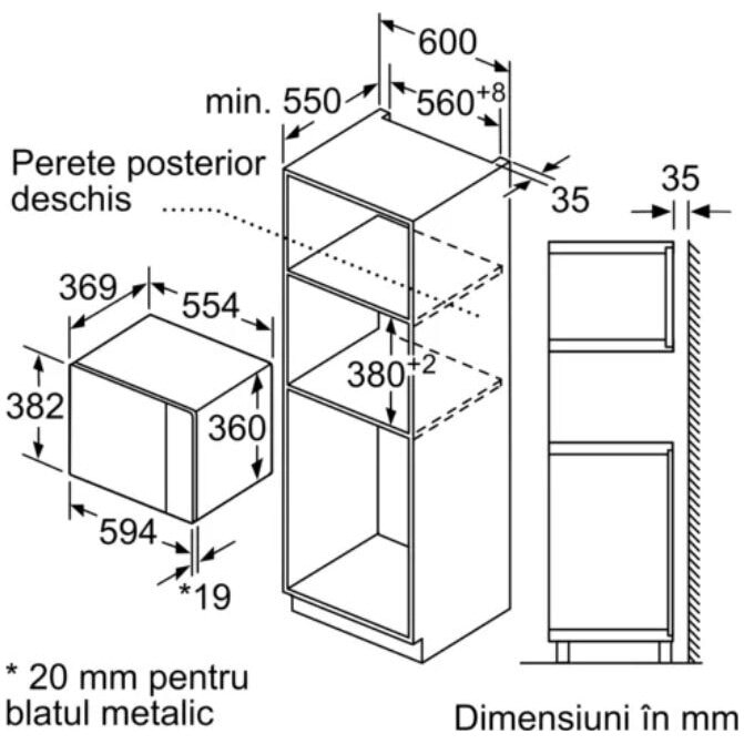 Cuptor cu microunde incorporabil BOSCH BFL554MB0, 25l, 900W, negru