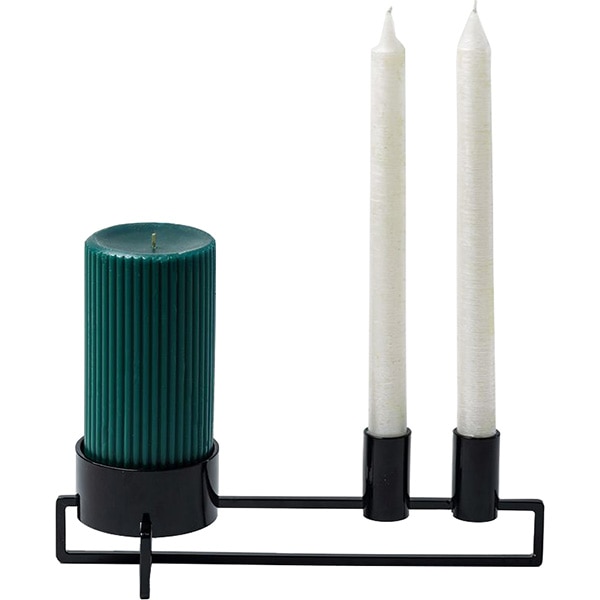 Suport lumanare Cross, 28 x 12 x 7.7 cm, negru lucios