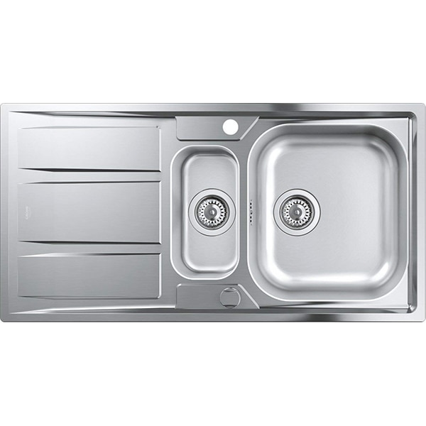 Chiuveta bucatarie GROHE K400 31567SD0, 1 1/2 cuve, picurator reversibil, inox, inox satinat