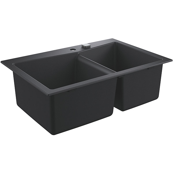 Chiuveta bucatarie GROHE K700 31657AP0, 2 cuve, montare dreapta, compozit quartz, negru