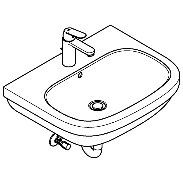 Set chiuveta baie GROHE Euro Ceramic 39642KW0, montare pe perete, 59.5 x 48.2 cm + baterie Eurosmart Cosmopolitan 23325KW0, negru-alb