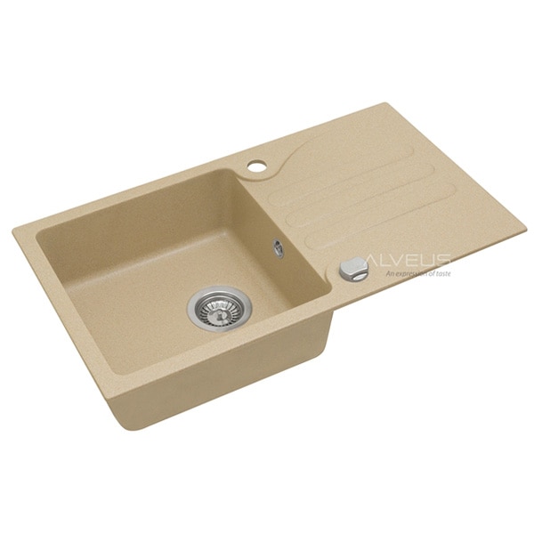 Pachet chiuveta ALVEUS Galapagos 30 G55, 1 cuva, picurator reversibil, compozit granit + baterie Kati G55, bej