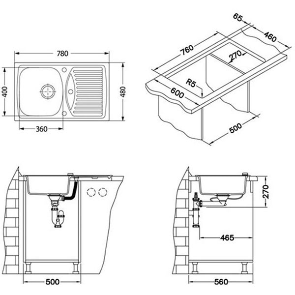 Pachet chiuveta ALVEUS Mambo 30 G91, 1 cuva, picurator reversibil, compozit granit + Baterie Kati G91, negru