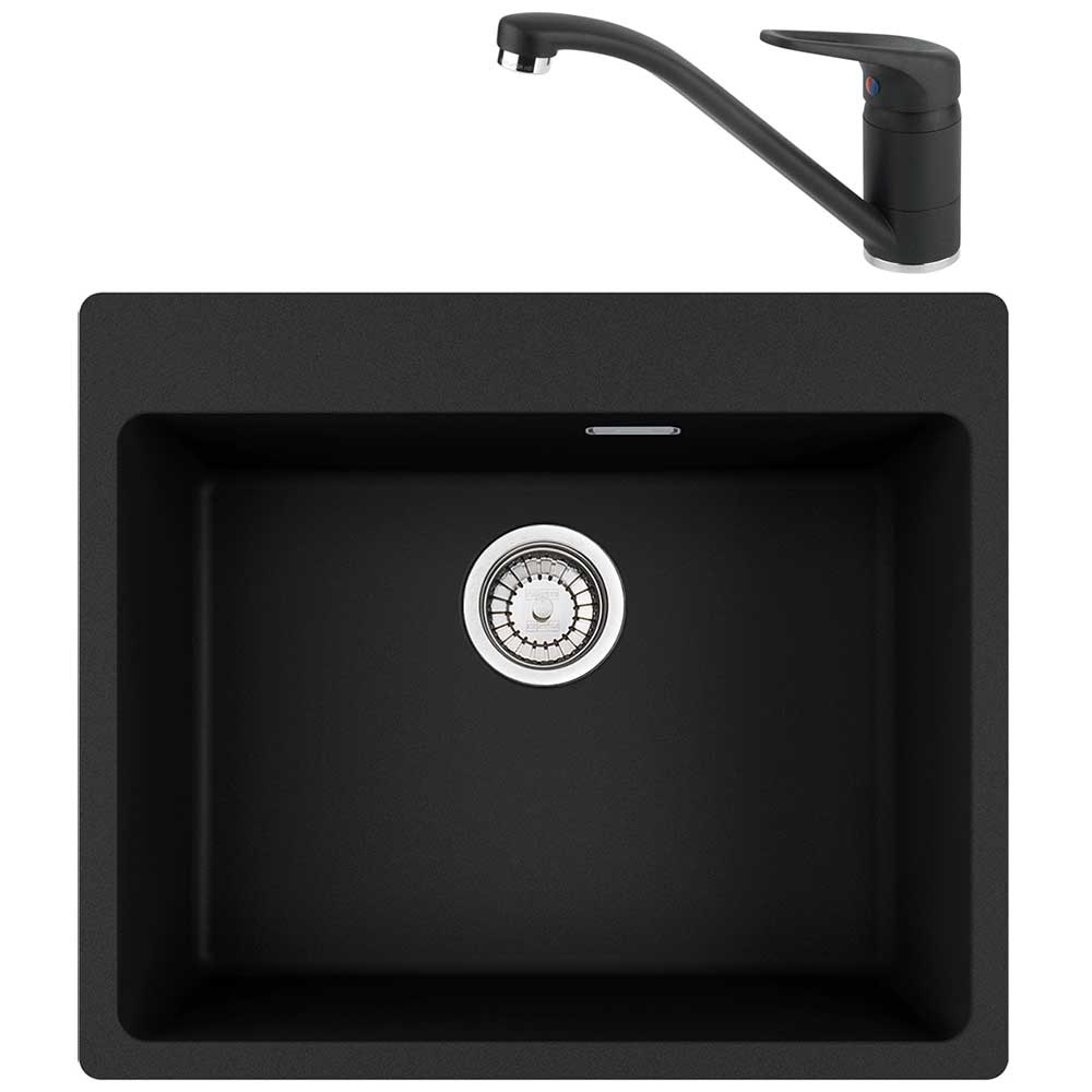 Pachet chiuveta FRANKE Fragranite MRG 610-54, 1 cuva, granit + baterie Novara Plus, negru