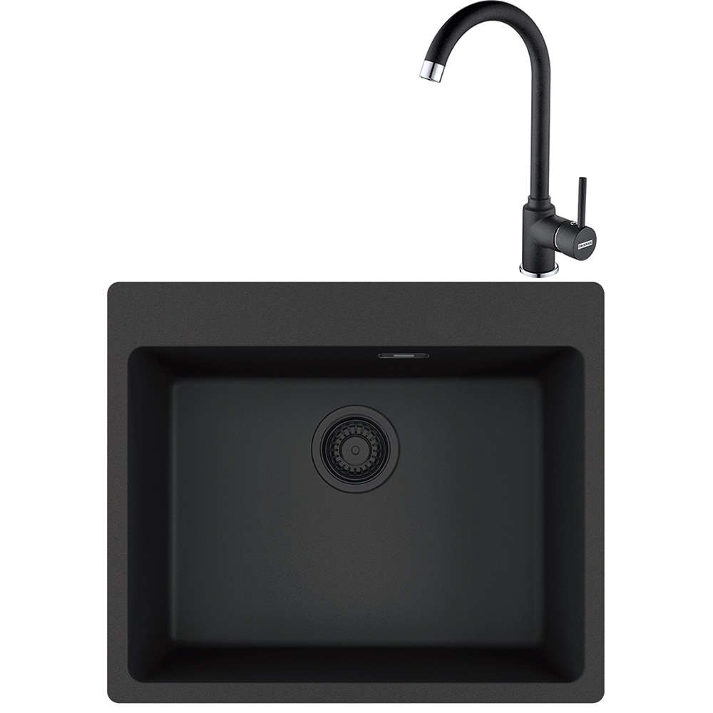 Pachet chiuveta FRANKE MRG 610-54, 1 cuva, granit, baterie Pola, negru