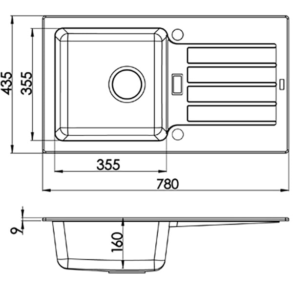 Pachet chiuveta ALVEUS Niagara 30 G91, 1 cuva, picurator reversibil, compozit granit + baterie Kati G91, negru