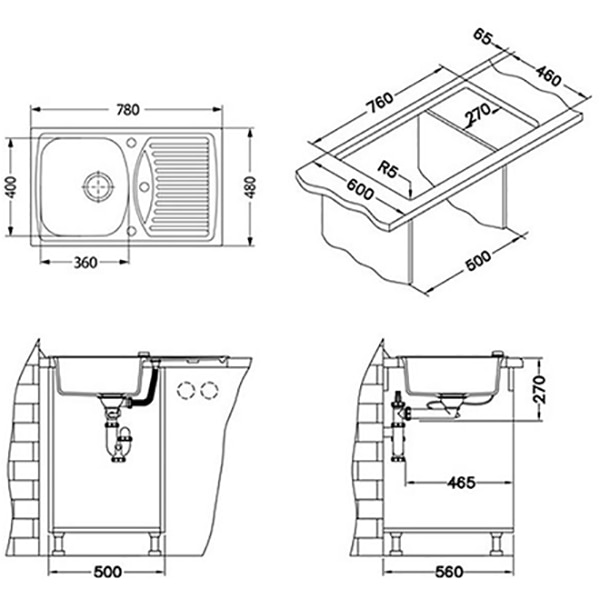 Pachet chiuveta ALVEUS Record 30, 1 cuva, picurator reversibil, compozit granit + baterie GM 210, negru