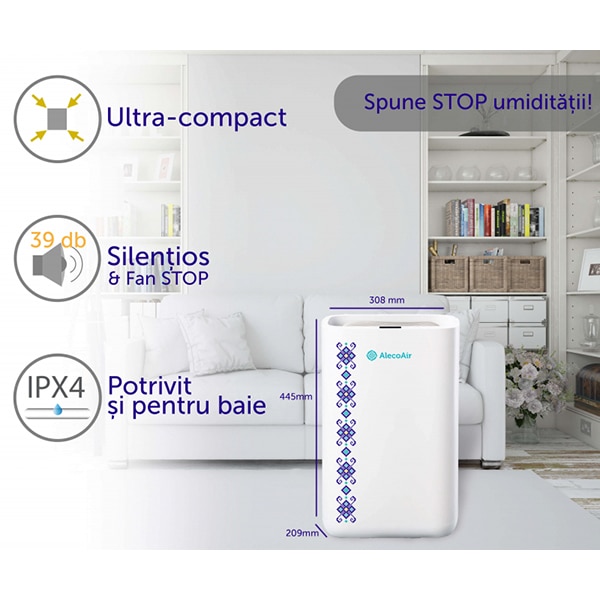 Dezumidificator aer ALECOAIR D13 Traditio, 13l/zi, 170W, Wi-Fi, alb