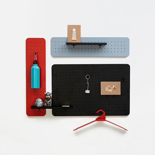 Organizator de perete Dash, 3 piese, negru-gri-rosu