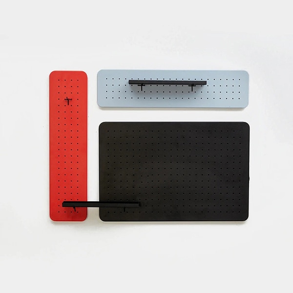 Organizator de perete Dash, 3 piese, negru-gri-rosu