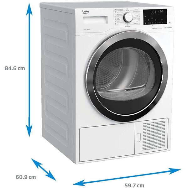 Uscator de rufe BEKO DPY8506GXB1, Pompa de caldura, 8 kg, 15 programe, Clasa A+++, alb