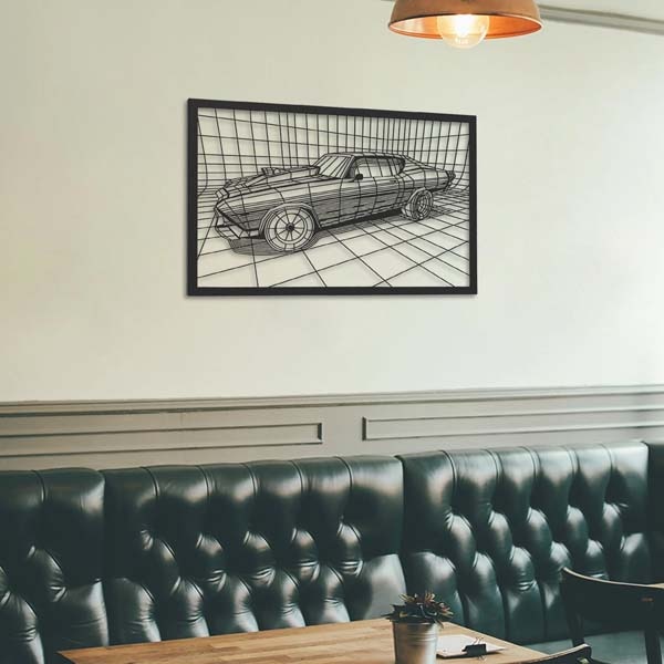 Decoratiune perete Chevelle, 45 x 70 cm, metal, negru