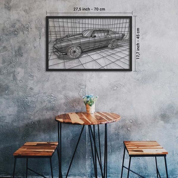 Decoratiune perete Chevelle, 45 x 70 cm, metal, negru