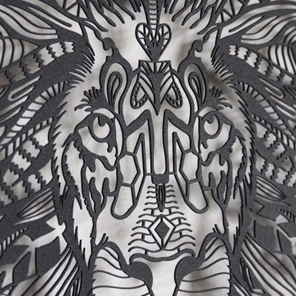 Decoratiune perete Lion, 43 x 49 cm, metal, negru