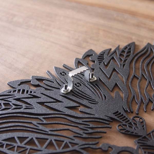 Decoratiune perete Lion, 43 x 49 cm, metal, negru