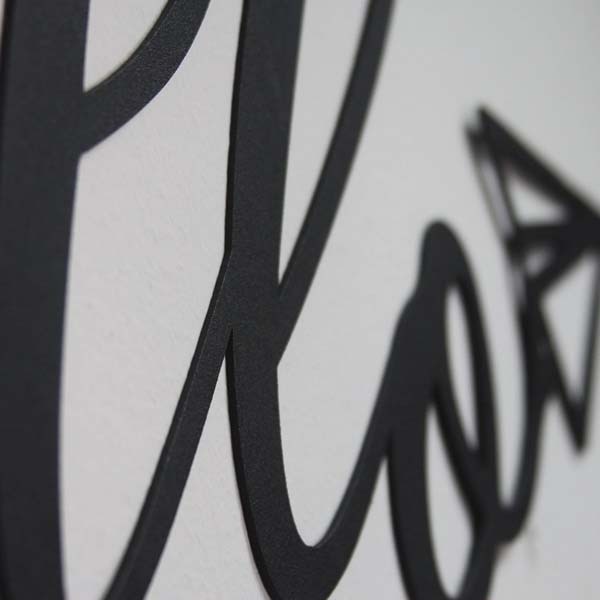 Decoratiune perete Hello Metal, 85 x 31 cm, metal, negru