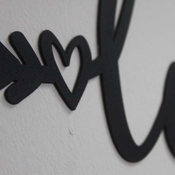 Decoratiune perete Live Love Laugh, 55 x 20 cm, metal, negru