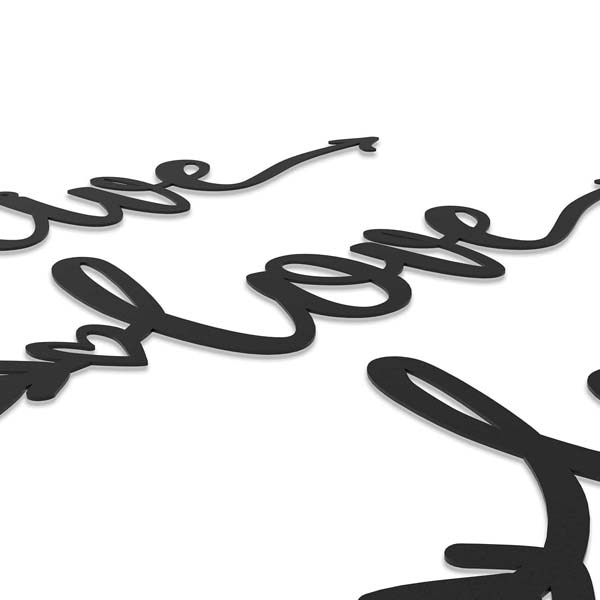 Decoratiune perete Live Love Laugh, 55 x 20 cm, metal, negru