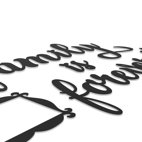 Decoratiune perete Family is forever, 55 x 29 cm, negru